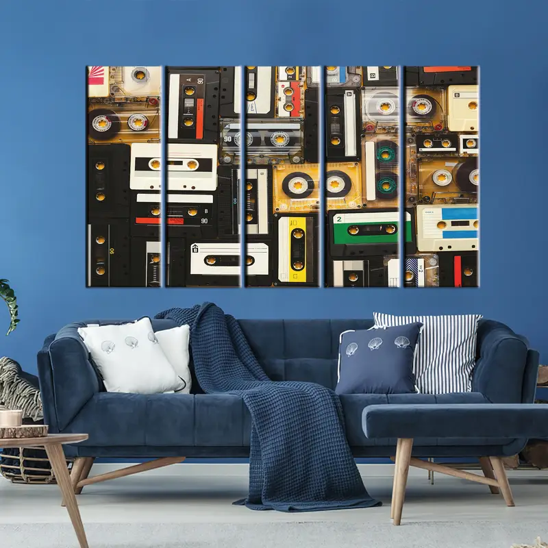 Retro Audio Cassette, Tapes Large Canvas Print, Retro Wall Art, Cassette Wall Art, Cassette Canvas Art, Cassette Poster, Cassette Artwork - 9