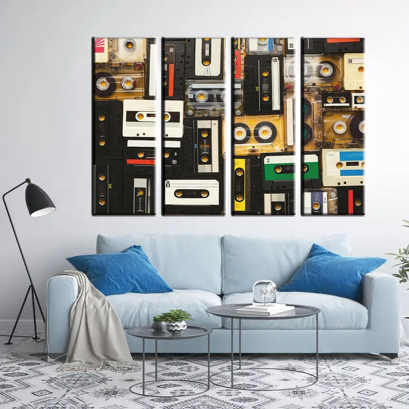 Retro Audio Cassette, Tapes Large Canvas Print, Retro Wall Art, Cassette Wall Art, Cassette Canvas Art, Cassette Poster, Cassette Artwork - 5