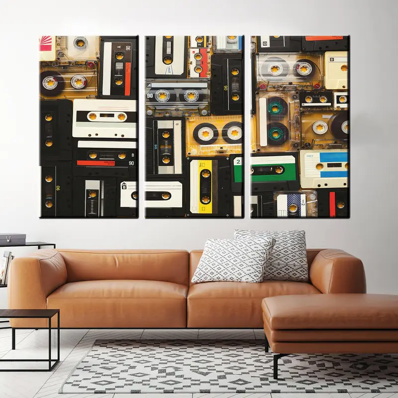 Retro Audio Cassette, Tapes Large Canvas Print, Retro Wall Art, Cassette Wall Art, Cassette Canvas Art, Cassette Poster, Cassette Artwork - 4