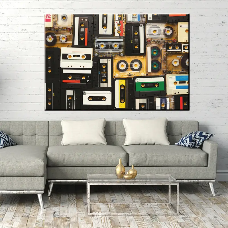 Retro Audio Cassette, Tapes Large Canvas Print, Retro Wall Art, Cassette Wall Art, Cassette Canvas Art, Cassette Poster, Cassette Artwork - 8