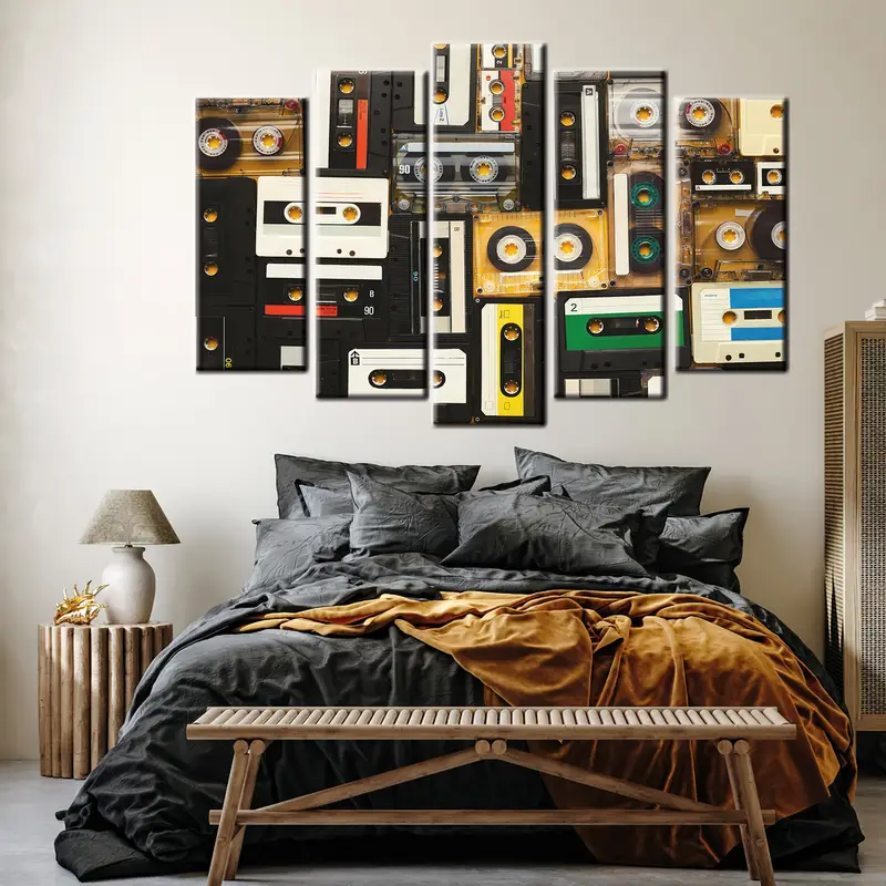 Retro Audio Cassette, Tapes Large Canvas Print, Retro Wall Art, Cassette Wall Art, Cassette Canvas Art, Cassette Poster, Cassette Artwork - 10