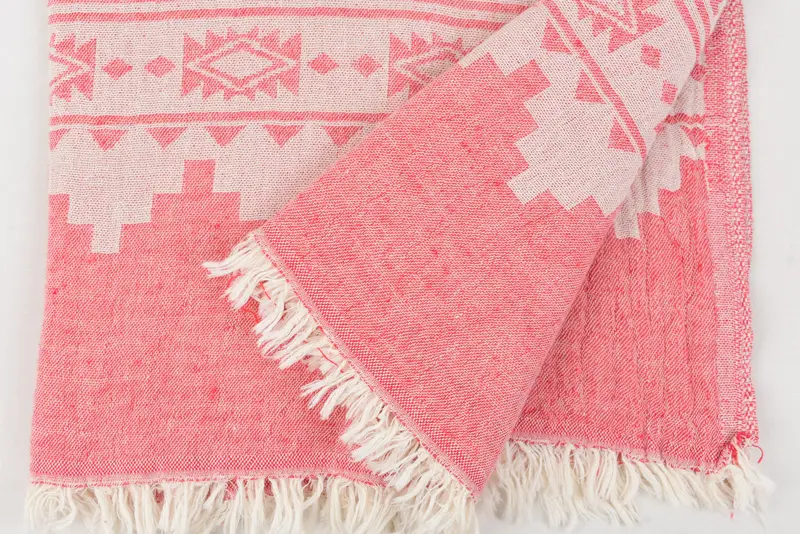 Turkish Beach Blanket, Turkish Bedcover, 92x80 Cotton Kilim Towel, Woven Throw Blanket, Bridesmaid Gifts, Unique Gift, Throw Blanket Couch - 8