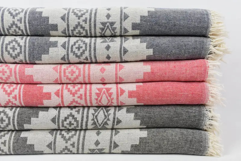Turkish Beach Blanket, Turkish Bedcover, 92x80 Cotton Kilim Towel, Woven Throw Blanket, Bridesmaid Gifts, Unique Gift, Throw Blanket Couch - 3