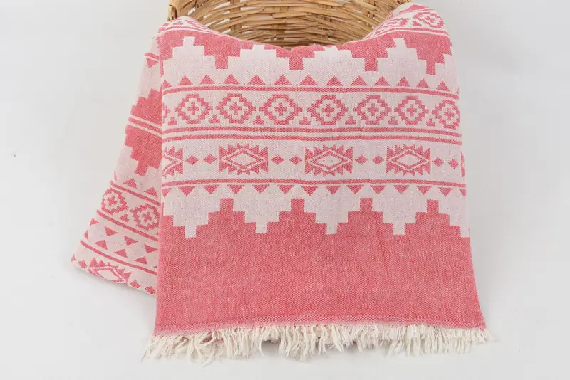Turkish Beach Blanket, Turkish Bedcover, 92x80 Cotton Kilim Towel, Woven Throw Blanket, Bridesmaid Gifts, Unique Gift, Throw Blanket Couch - 5
