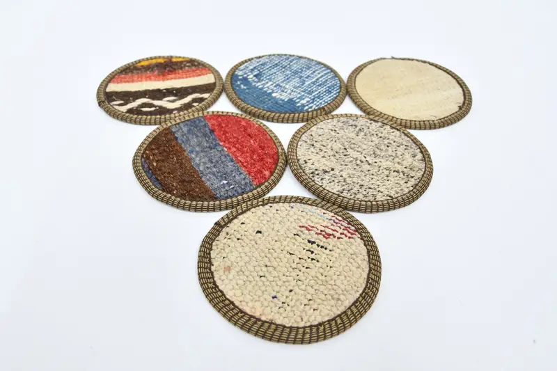 Bohemian Red and Bronze Round Coasters, Unique Bohemian Coasters
