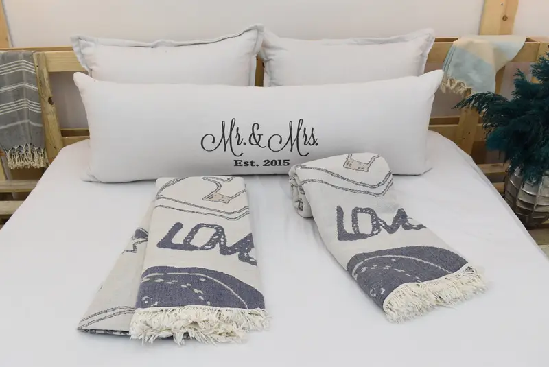96x80 Cotton Shoes Patterned Towel, Monogram Blanket, Valentine Day Gift For Her, Bridal Shower Gift, Wedding Shower Gift, Custom Blanket - 3