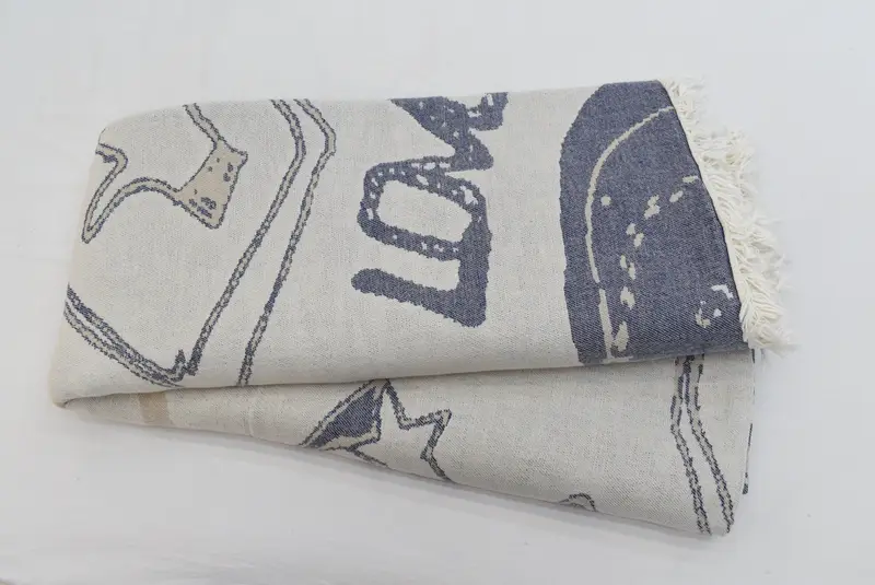 96x80 Cotton Shoes Patterned Towel, Monogram Blanket, Valentine Day Gift For Her, Bridal Shower Gift, Wedding Shower Gift, Custom Blanket - 2