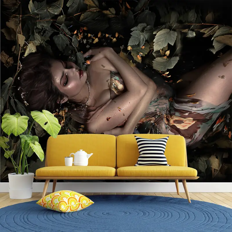 Modern Wall Paper, Sensual Mural, Erotic Wall Print, 3d Wall Paper, , Bright Wall Paper, Sensual Woman Wallpaper, Mature Wall Paper, - 2