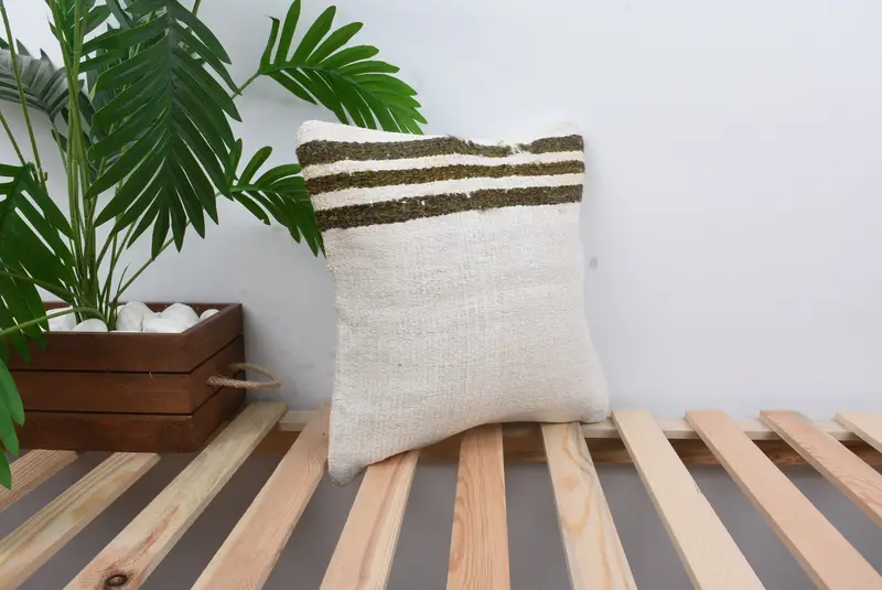Kilim Pillow, Square Throw Pillow Cover, Ethnical Kilim Rug Pillow, Vintage Pillow, 14x14 White Cushion Case, Pillow Case, Bohemian Cushion Cushion - 4