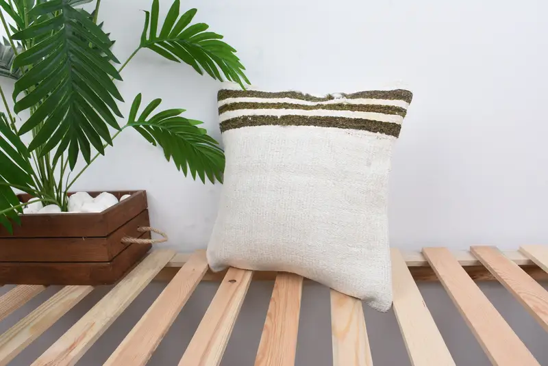 Kilim Pillow, Square Throw Pillow Cover, Ethnical Kilim Rug Pillow, Vintage Pillow, 14x14 White Cushion Case, Pillow Case, Bohemian Cushion Cushion - 5