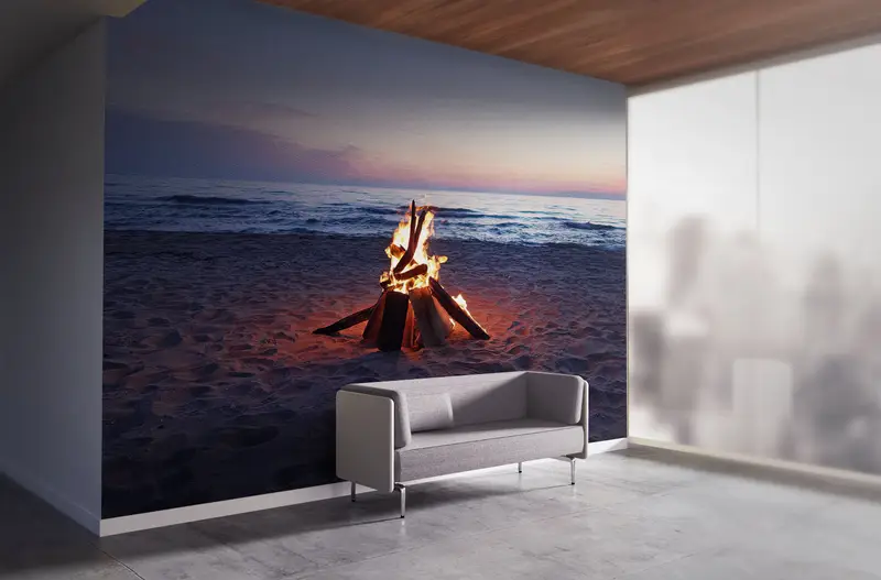 Seascape Tapete, Blick auf Wandkunst, Strandlandschafts -Wandplakat, Gelassenheit Wanddekor, Camp Fire Landscape Wallpapier, Meereslandschaftswand Pape - 5