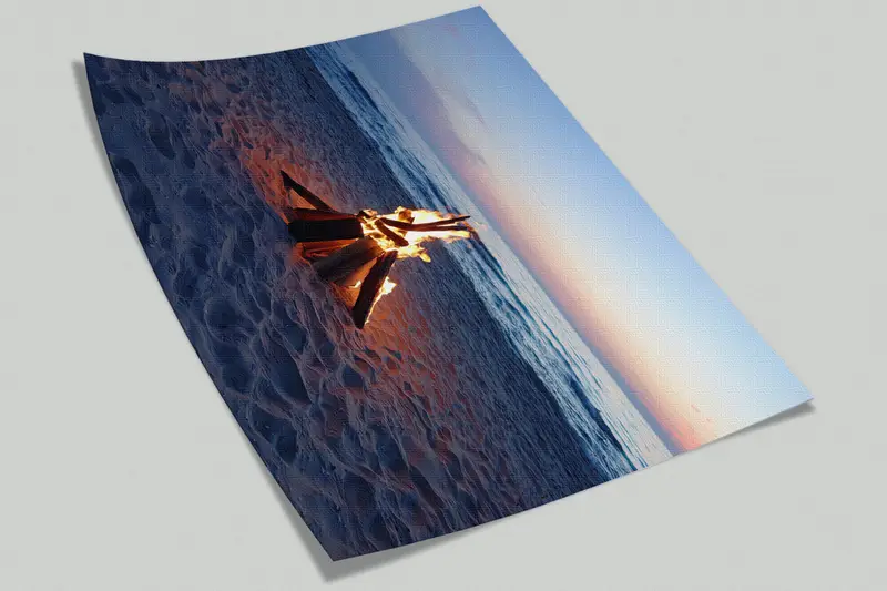 Seascape Tapete, Blick auf Wandkunst, Strandlandschafts -Wandplakat, Gelassenheit Wanddekor, Camp Fire Landscape Wallpapier, Meereslandschaftswand Pape - 9