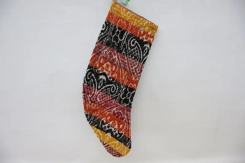 Kırmızı ve Kahverengi Noel Süs Çorabı, 9 İnç Geniş Tatil Çorabı