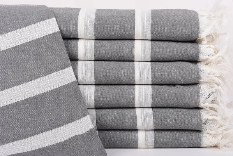 Turkish Towel Beach Brown Striped Organic Cotton, 70x38 Inches