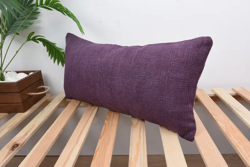 Vintage Kilim Throw Pillow, Antique Pillows, 12x24 Purple Cushion Case, Turkish Bench Cushion Cover, Boho Pillow, Pillow Sham, Accent Pillow Case - 5