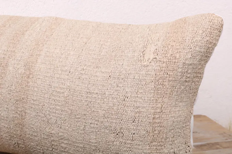 Yoga Cushion Case, Pillow, Boho Pillow, Vintage Kilim Throw Pillow, 12x24 Beige Cushion Case, Gift Pillow, Kilim Rug Cushion Cover - 5
