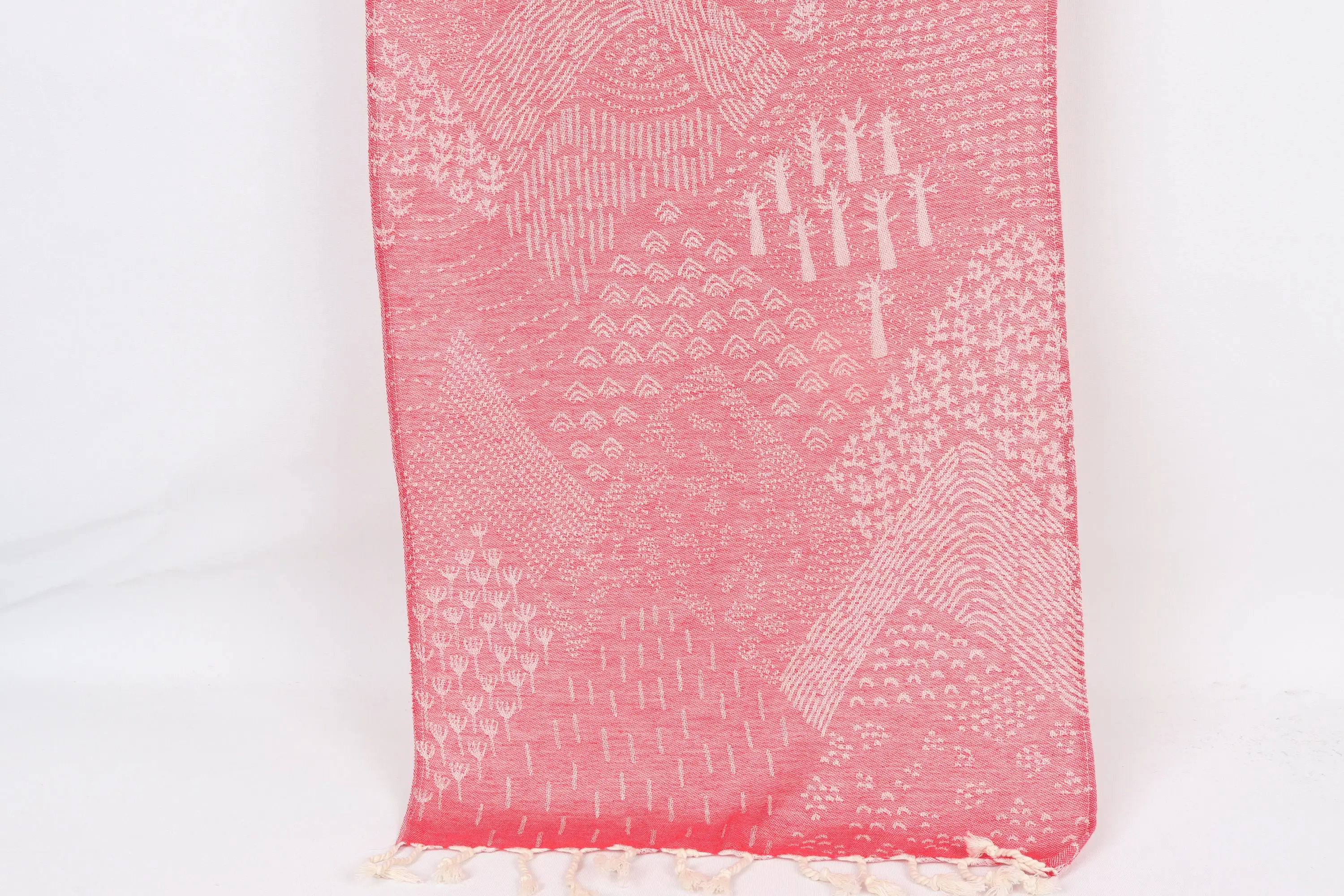 Custom Hand Towel Mountain Design Red Cotton, 18x36 Inches - 1