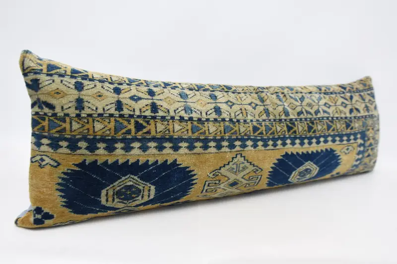 Cushion Cover, Antique Pillows, 16x48 Yellow Pillow Cover, Yoga Cushion Case, Kilim Cushion Sham, Ethnical Kilim Rug Pillow - 3