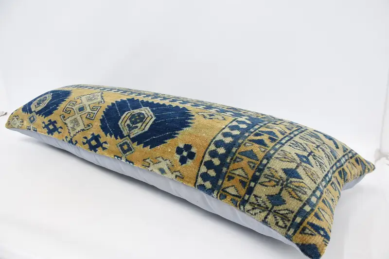 Cushion Cover, Antique Pillows, 16x48 Yellow Pillow Cover, Yoga Cushion Case, Kilim Cushion Sham, Ethnical Kilim Rug Pillow - 5