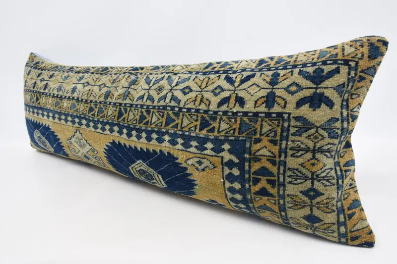 Cushion Cover, Antique Pillows, 16x48 Yellow Pillow Cover, Yoga Cushion Case, Kilim Cushion Sham, Ethnical Kilim Rug Pillow - 4