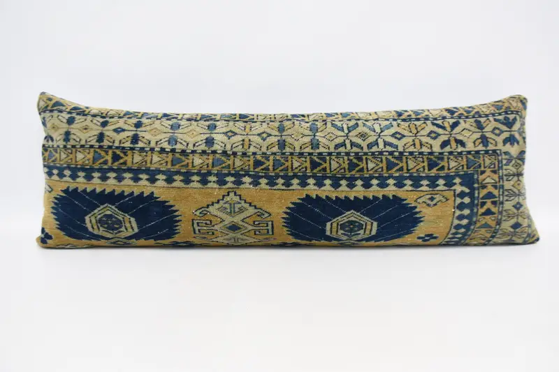 Cushion Cover, Antique Pillows, 16x48 Yellow Pillow Cover, Yoga Cushion Case, Kilim Cushion Sham, Ethnical Kilim Rug Pillow - 1