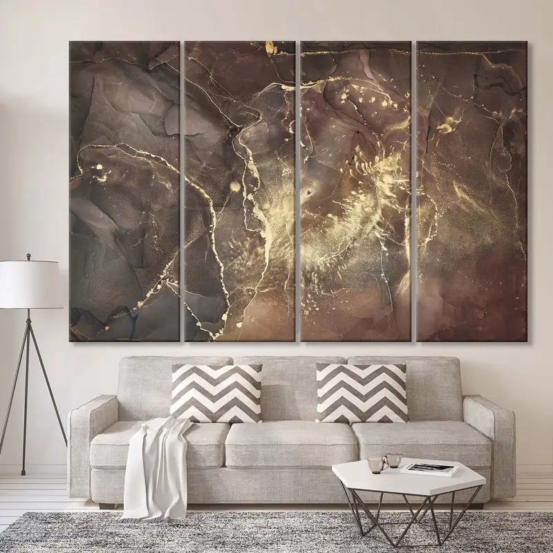 Gold Abstract Art, Marble Canvas Wall Art, Brown Marble Wall Decor, Abstract Gold Print, Marble Artwork, Marble Abstract Art, Large Wall Art - 3