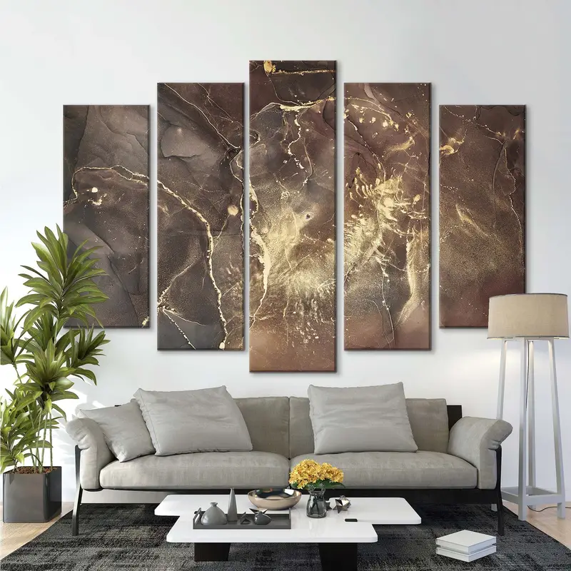Gold Abstract Art, Marble Canvas Wall Art, Brown Marble Wall Decor, Abstract Gold Print, Marble Artwork, Marble Abstract Art, Large Wall Art - 8