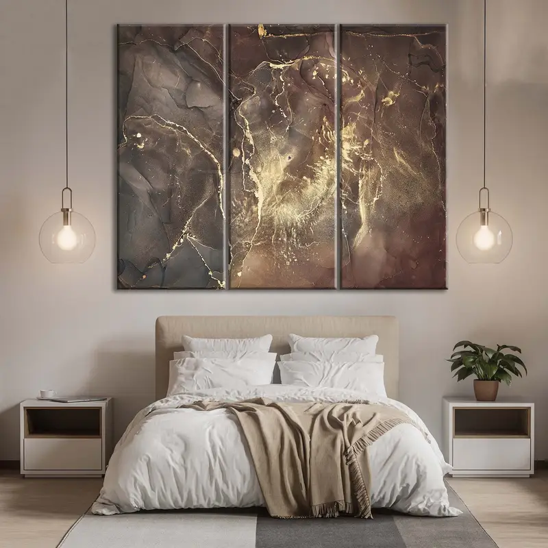 Gold Abstract Art, Marble Canvas Wall Art, Brown Marble Wall Decor, Abstract Gold Print, Marble Artwork, Marble Abstract Art, Large Wall Art - 2