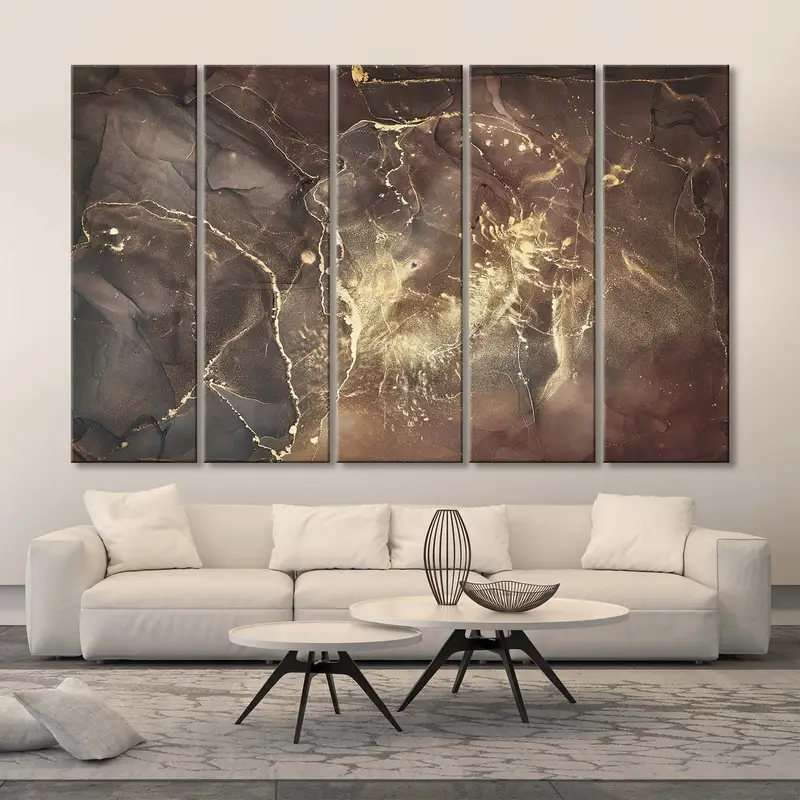 Gold Abstract Art, Marble Canvas Wall Art, Brown Marble Wall Decor, Abstract Gold Print, Marble Artwork, Marble Abstract Art, Large Wall Art - 4