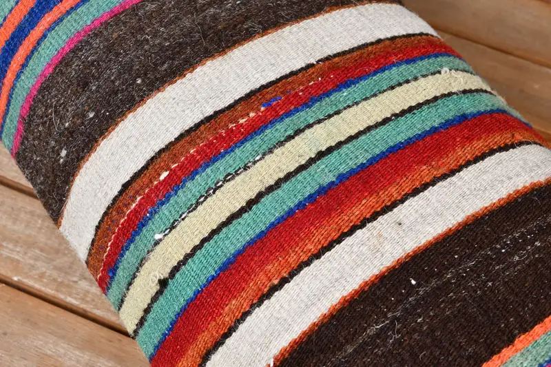 Kilim Rug Cushion, 12x36 Brown Pillow Case, Colorful Cushion, Turkish Kilim Pillow, Cushion Cover, Boho Pillow Sham Cover, Vintage Pillow - 4
