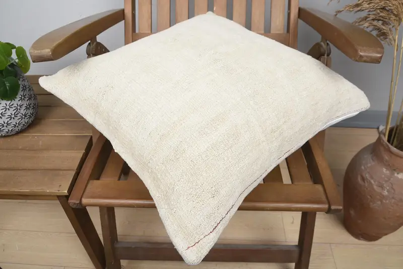 Kilim Cushion Sham, Pillow Case, Chair Cushion Cover, 20x20 Beige Pillow Case, Wholesale Cushion Case, Throw Kilim Pillow, Turkish Pillow - 4