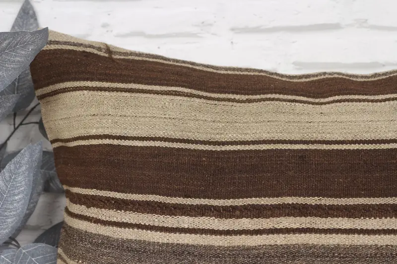 Kilim Cushion Sham, Handmade Kilim Cushion, 20x28 Brown Cushion Case, Authentic Cushion Case, Kilim Pillow, Pillow - 2