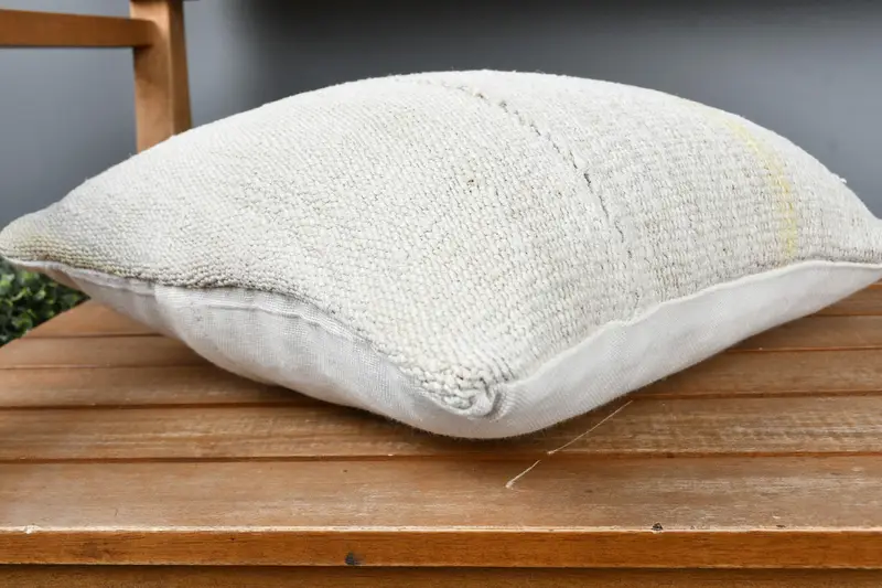 Cushion Cover, Kilim Rug Pillow Cover, Home Decor Pillow, Kilim Cushion Sham, 14x14 White Cushion Case, Vintage Kilim Throw Pillow - 3