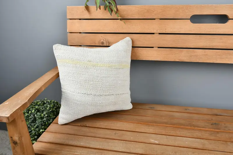Cushion Cover, Kilim Rug Pillow Cover, Home Decor Pillow, Kilim Cushion Sham, 14x14 White Cushion Case, Vintage Kilim Throw Pillow - 1