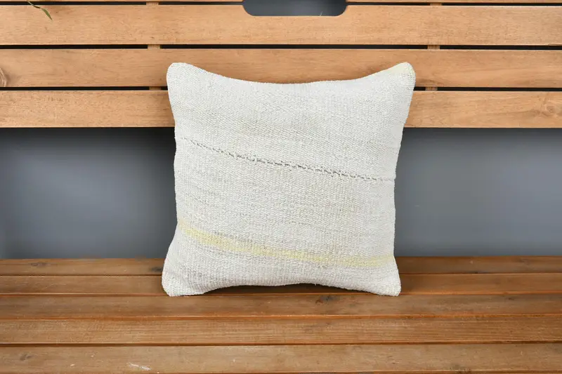 Cushion Cover, Kilim Rug Pillow Cover, Home Decor Pillow, Kilim Cushion Sham, 14x14 White Cushion Case, Vintage Kilim Throw Pillow - 6