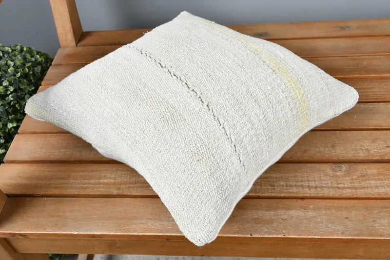 Cushion Cover, Kilim Rug Pillow Cover, Home Decor Pillow, Kilim Cushion Sham, 14x14 White Cushion Case, Vintage Kilim Throw Pillow - 2