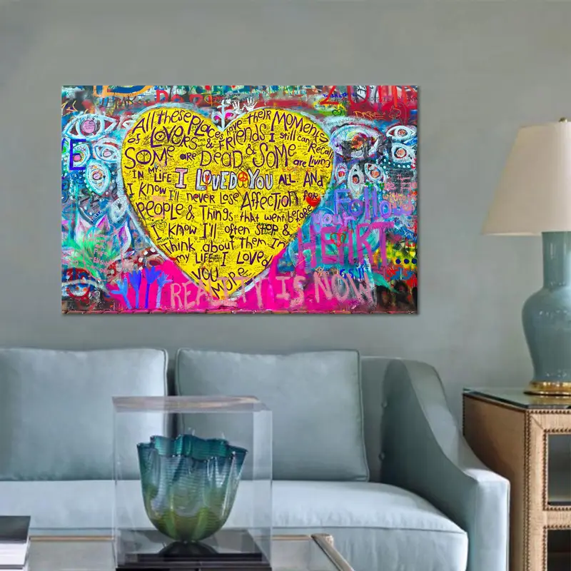 Lienzo elegante de Banksy: Graffiti 'Te amo' Lámina artística