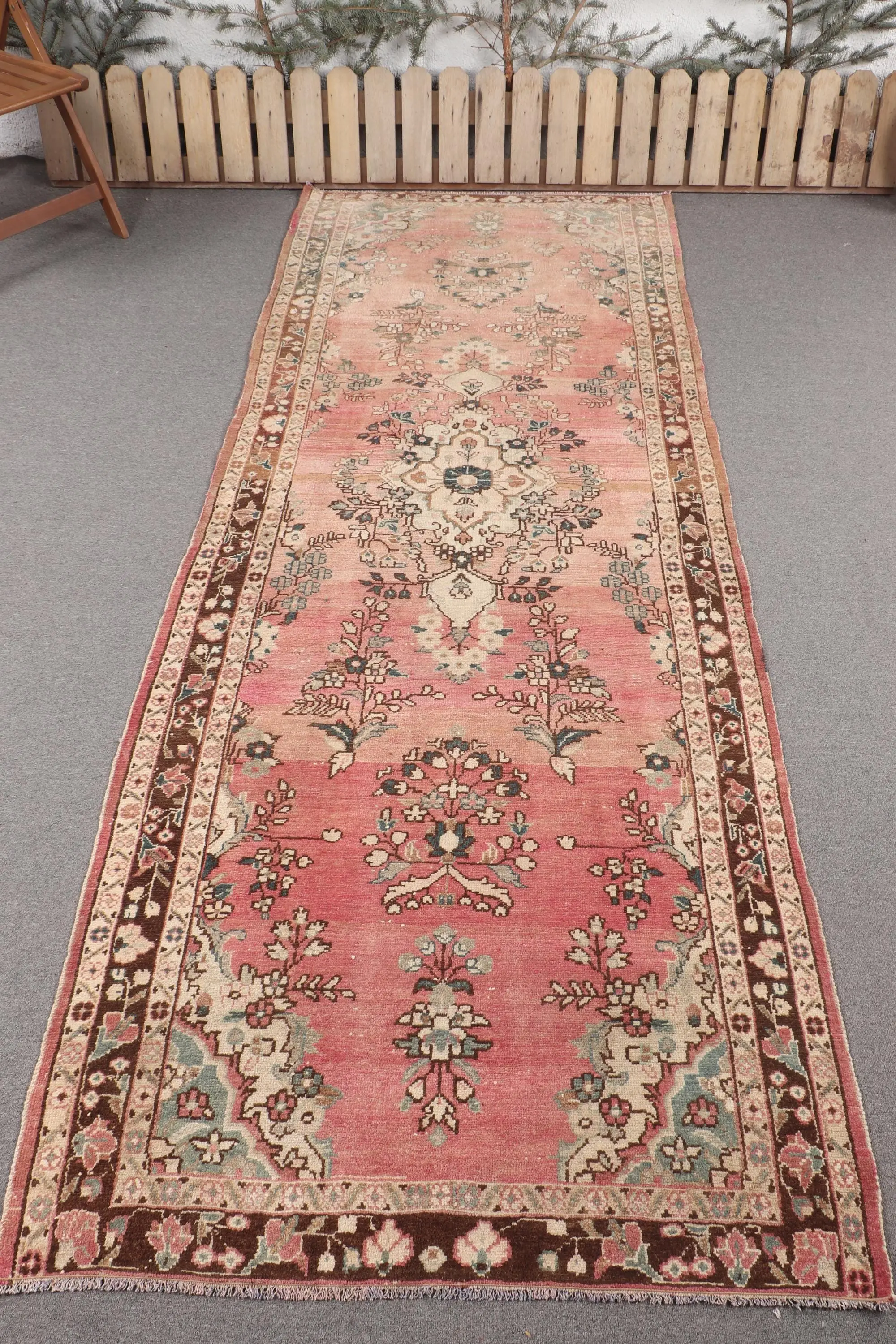 Vintage Turkish Rug, Runner 3.8x9.9 ft (115x301 cm) Rug, Red Patchwork Wool Rug - 1