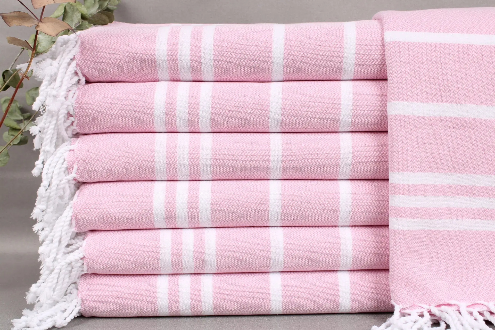 Organik Pembe Peştemal Banyo Havlusu, Bej, 40x71 İnç - 1
