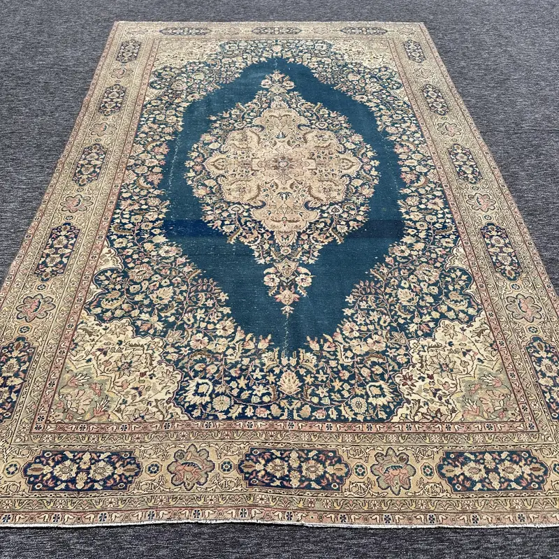 Alfombra azul del suroeste, 5,2x9,8 pies elegante decoración del hogar