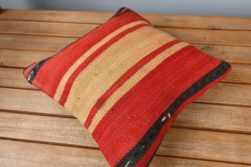 Pillow, Vintage Kilim Pillow, Pillow for Couch, Muted Pillow Case, 12x12 Red Pillow Case, Home Decor Pillow, Accent Throw Pillow Case - 2