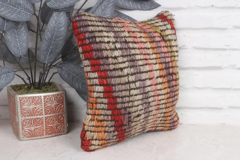Pillow for Couch, Boho Pillow Sham Cover, Pillow Cover, Luxury Cushion Case, Turkish Pillow, 12x12 Red Cushion Case, Handmade Throw Cushion - 4