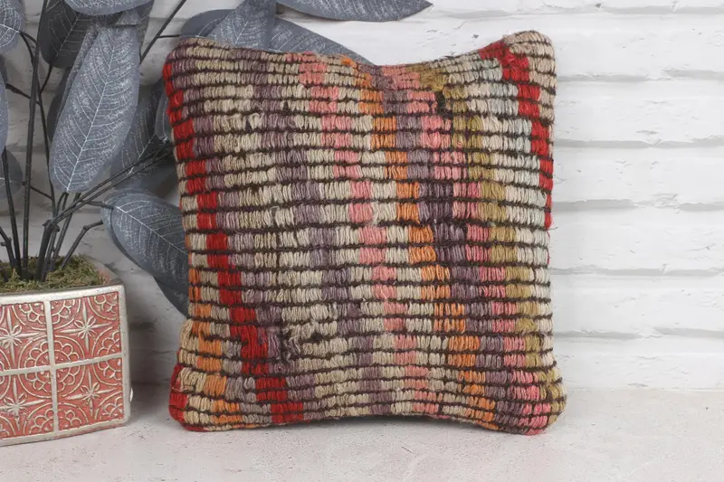 Pillow for Couch, Boho Pillow Sham Cover, Pillow Cover, Luxury Cushion Case, Turkish Pillow, 12x12 Red Cushion Case, Handmade Throw Cushion - 1