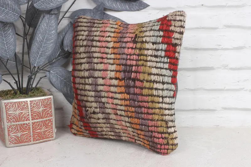 Pillow for Couch, Boho Pillow Sham Cover, Pillow Cover, Luxury Cushion Case, Turkish Pillow, 12x12 Red Cushion Case, Handmade Throw Cushion - 3
