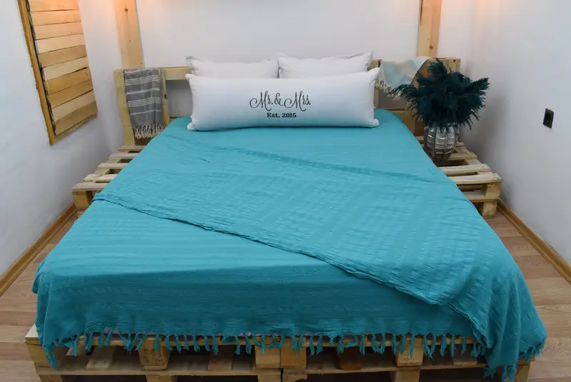 Boho Throw Blankets, King Size Bedspread, Girl Trip Party Favor, 96x68 Cotton Stonewashed Striped Towel, Bridal Shower Gift, Custom Wedding Gifts - 8