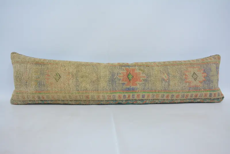 Blauer und roter Kelim-Kissenbezug, 12x48 handgemachtes Wurfkissen