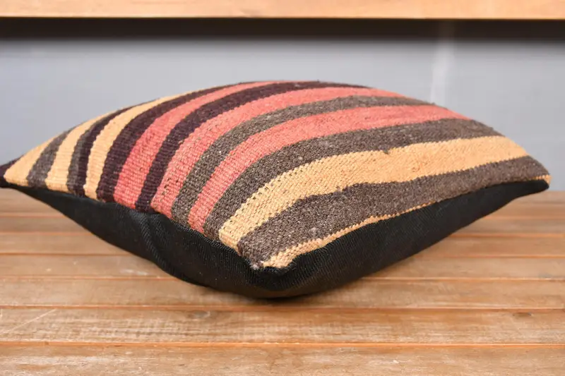 Turkish Kilim Pillow, Bright Cushion, 16x16 Yellow Pillow Cover, Pillow Sham, Meditation Cushion, Pillow for Sofa, Antique Pillows, Oriental Cushion - 4