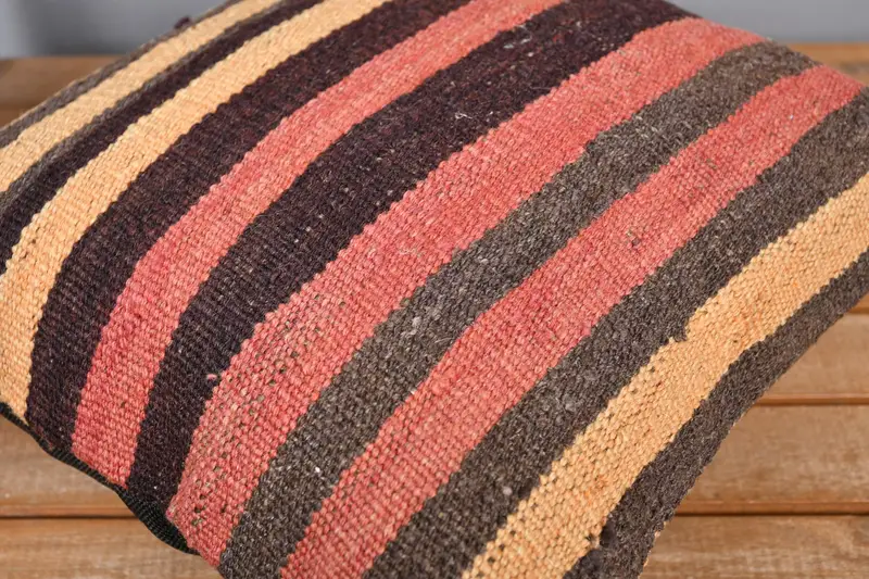 Turkish Kilim Pillow, Bright Cushion, 16x16 Yellow Pillow Cover, Pillow Sham, Meditation Cushion, Pillow for Sofa, Antique Pillows, Oriental Cushion - 3