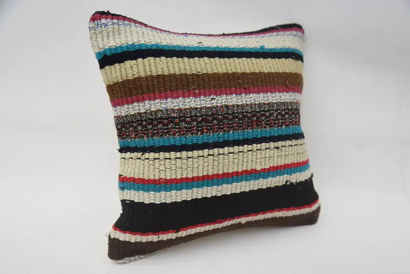 Cushion, Muted Pillow Case, One Of A Kind Pillow, Pillow for Sofa, Ethnical Kilim Rug Pillow, Turkish Pillow, 12x12 Blue Cushion - 2