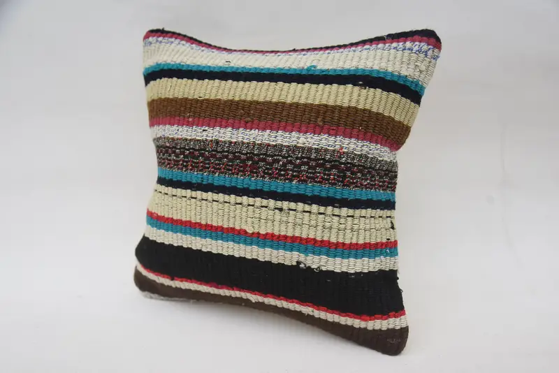 Cushion, Muted Pillow Case, One Of A Kind Pillow, Pillow for Sofa, Ethnical Kilim Rug Pillow, Turkish Pillow, 12x12 Blue Cushion - 3